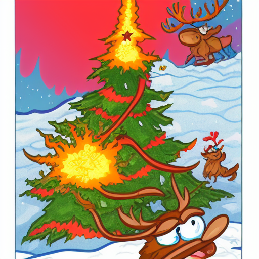 00839-757753642-The face is hideous,Angry Reindeer Comic Style run on the snow, Merry Christmas titles,The reindeer caught fire, Art Baltazar,Ma.png